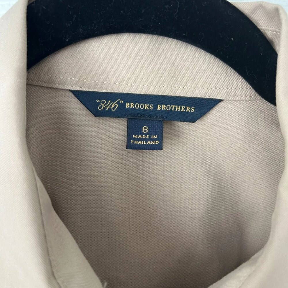 Brooks Brothers 346 Utility Shirt Dress Size 6 Beige Cotton Belted Long Sleeve - Picture 3 of 8